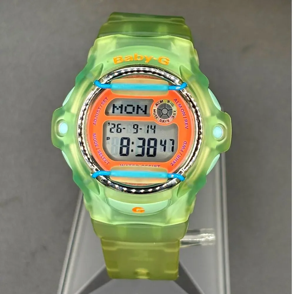 Casio Baby-G BG-169R Lime Green Translucent Digital Data Bank 200M Womens Watch